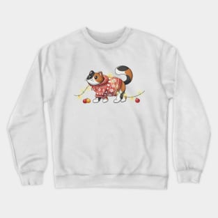 Festive Calico Cat Crewneck Sweatshirt